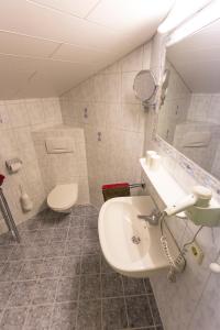 een badkamer met een wastafel en een toilet bij Ausserraingut in Flachau