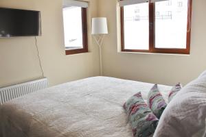 Łóżko lub łóżka w pokoju w obiekcie Valle Nevado Vip Apartment Ski Out-In