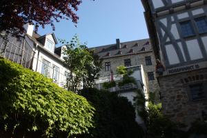 un bâtiment avec une haie devant un bâtiment dans l'établissement Gleich neben Dom und Schloss, à Limburg an der Lahn