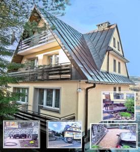 een collage van foto's van een huis met een dak bij Willa pod Antałówką in Zakopane