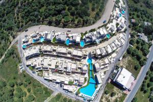 an aerial view of a group of apartment complexes at Plakias Panorama Homes in Plakias