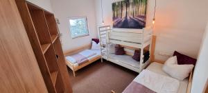 Mały pokój z 2 łóżkami piętrowymi i drabiną w obiekcie APARTMENT WALD - im Skigebiet Gerlitzen & Ossiacher See w mieście Bodensdorf