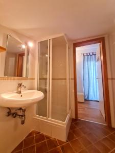 y baño con lavabo y ducha. en Old Town Apartments, en Rovinj