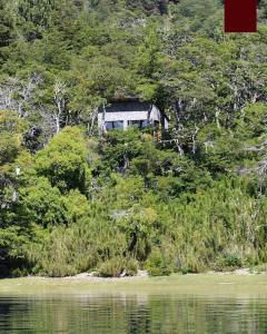 a house on a hill next to a body of water at La casa providencia - Costa del lago in Villa Pehuenia