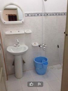 a small bathroom with a sink and a shower at FR Darya E Swat Hotel in Mingāora