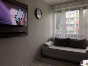 Televízia a/alebo spoločenská miestnosť v ubytovaní Apartament Datini, 40 m2