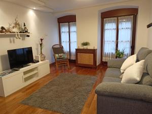 a living room with a couch and a tv at LOA GETARIA in Getaria