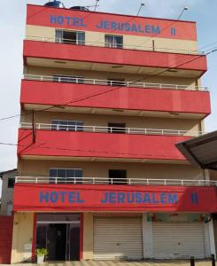a building with a hotel jerusalem written on it at Hotel Jerusalém 2 in Goiânia