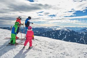 a group of people standing on top of a snow covered mountain at Biobauernhof Tonimörtl in Mariapfarr