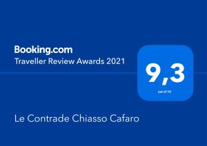 a blue box with the text travel review awards at Le Contrade Chiasso Cafaro in Monopoli