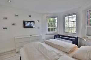 TV a/nebo společenská místnost v ubytování Ferienhaus Glockenstraße Ferienwohnung Ostseehöhe Appartement 1