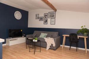 un soggiorno con divano e TV di Le Photographe Cosy Douai centre a Douai