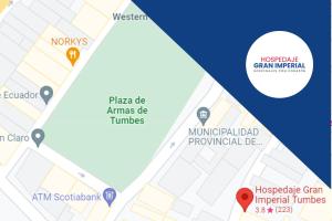 um mapa da localização aproximada das melhorias propostas para o hospital geral de Muncie em Hospedaje Gran Imperial em Tumbes