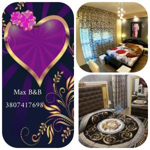 uma colagem de quatro fotografias de um quarto de hotel em Max B&B Fiera em Bari