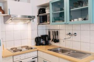 eine Küche mit einer Spüle und einer Arbeitsplatte in der Unterkunft Apart. 2.OG Nr2 in Darmstadt