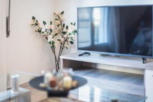 TV a/nebo společenská místnost v ubytování Bright apt in the heart of Athens