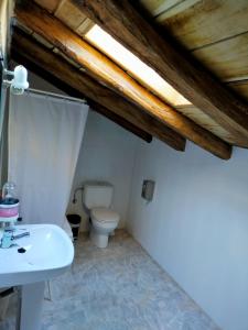 a bathroom with a toilet and a sink at Saskarate in Asteasu