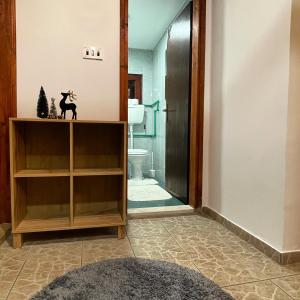 a hallway with a bathroom with a toilet at Cottage in the wild Pješčanica in Kolašin