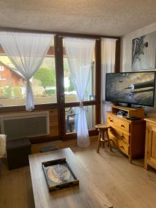 Μια τηλεόραση ή/και κέντρο ψυχαγωγίας στο Appartement vue montagne avec wifi