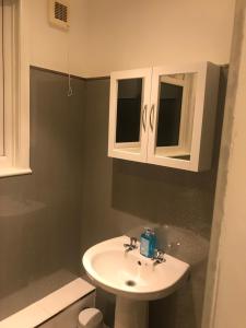 a bathroom with a sink and a toilet at Spacious Entire Two Double Bedrooms Flat, N 3 in Great Yarmouth