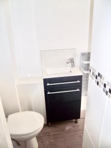 ein Bad mit einem Waschbecken und einem WC in der Unterkunft Studios meublés Brest Keruscun in Brest