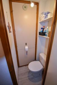a small bathroom with a toilet and a sink at Au Pied des Pistes B48, Chaleureux studio 4 pers, balcon plein SUD, DRAPS NON COMPRIS in Saint-Jean-dʼAulps