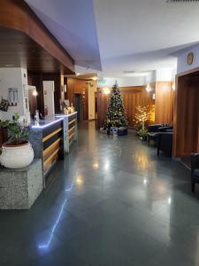 uma árvore de Natal no lobby de um hotel em Hotel Miage em Aosta