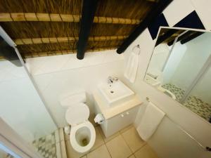 a bathroom with a toilet and a sink at Shalom-self catering apartment in St Francis Bay