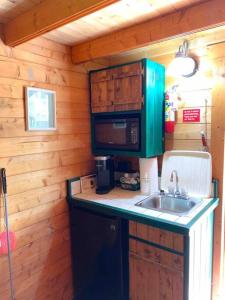 Virtuve vai virtuves zona naktsmītnē Honeybear Hideaway Cabin