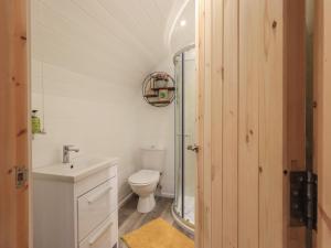 a bathroom with a toilet and a sink at The Stag - Crossgate Luxury Glamping in Penrith