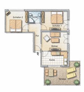 Půdorys ubytování Dyke Appartements