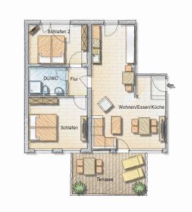 Půdorys ubytování Dyke Appartements