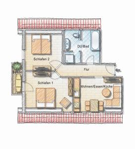 Půdorys ubytování Dyke Appartements