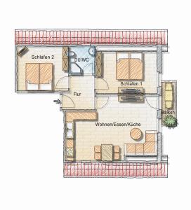 Půdorys ubytování Dyke Appartements