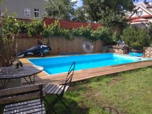 Bazén v ubytování Apartmány v domečku nebo v jeho okolí