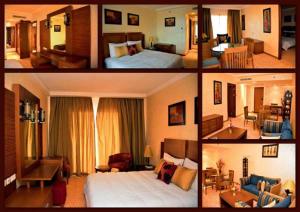 eine Collage mit Fotos eines Hotelzimmers in der Unterkunft Hala Hotel & Aqua Park in Bissau
