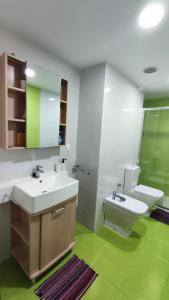 a bathroom with a white sink and a toilet at Habitación con cama doble, piso compartido en Avenida Blasco Ibáñez in Valencia
