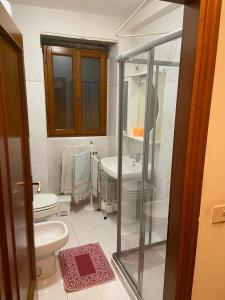 ein Bad mit einem WC und einem Waschbecken in der Unterkunft Lo Sdrucciolo in Laterina