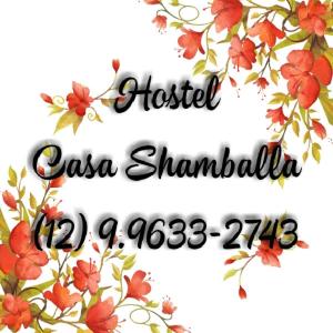 a greetings card with orange flowers on a white background at Hostel Casa Shamballa in Camburi