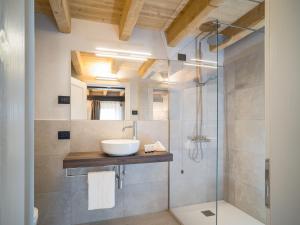 een badkamer met een wastafel en een glazen douche bij Borgo San Verolo B&B in Castion Veronese
