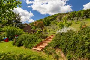a set of stairs in a garden with a hill at Tenuta Del Daino in Alvito +29 photos