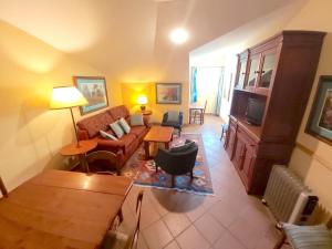 a living room with a couch and a tv at Plaza Andalucía Edificio Dornajo 2-4 pax in Monachil