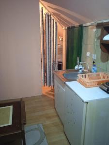 a kitchen with a sink and a counter top at Holiday Home Vila Milka in Kremna