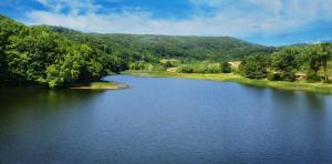 a view of a river with mountains in the background at COMPLEX HARMONY/КОМПЛЕКС ХАРМОНИЯ in Tryavna