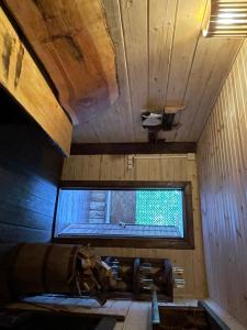 アルティバシュにあるTaezhniy privalの窓と木製の天井が備わるお部屋