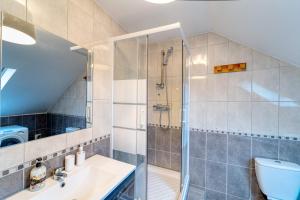 a bathroom with a shower and a sink and a toilet at Sous les Etoiles Metz Luxembourg Un-Séjour-à-Part in Clouange