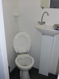 里昂的住宿－Appart-Hotel T1 Lyon8 proche hopitaux，浴室配有白色卫生间和盥洗盆。