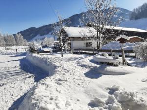 ブルック・アン・デア・グロースグロックナーシュトラーセにあるAppartement Huebgutの雪に覆われた庭