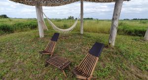 two chairs and a hammock in a field at Campo dei Miracoli in Villa Lía +24 photos