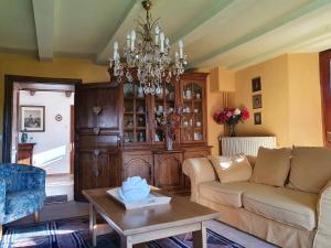 Suxy的住宿－Sur la Rive Vierre，客厅配有沙发和桌子